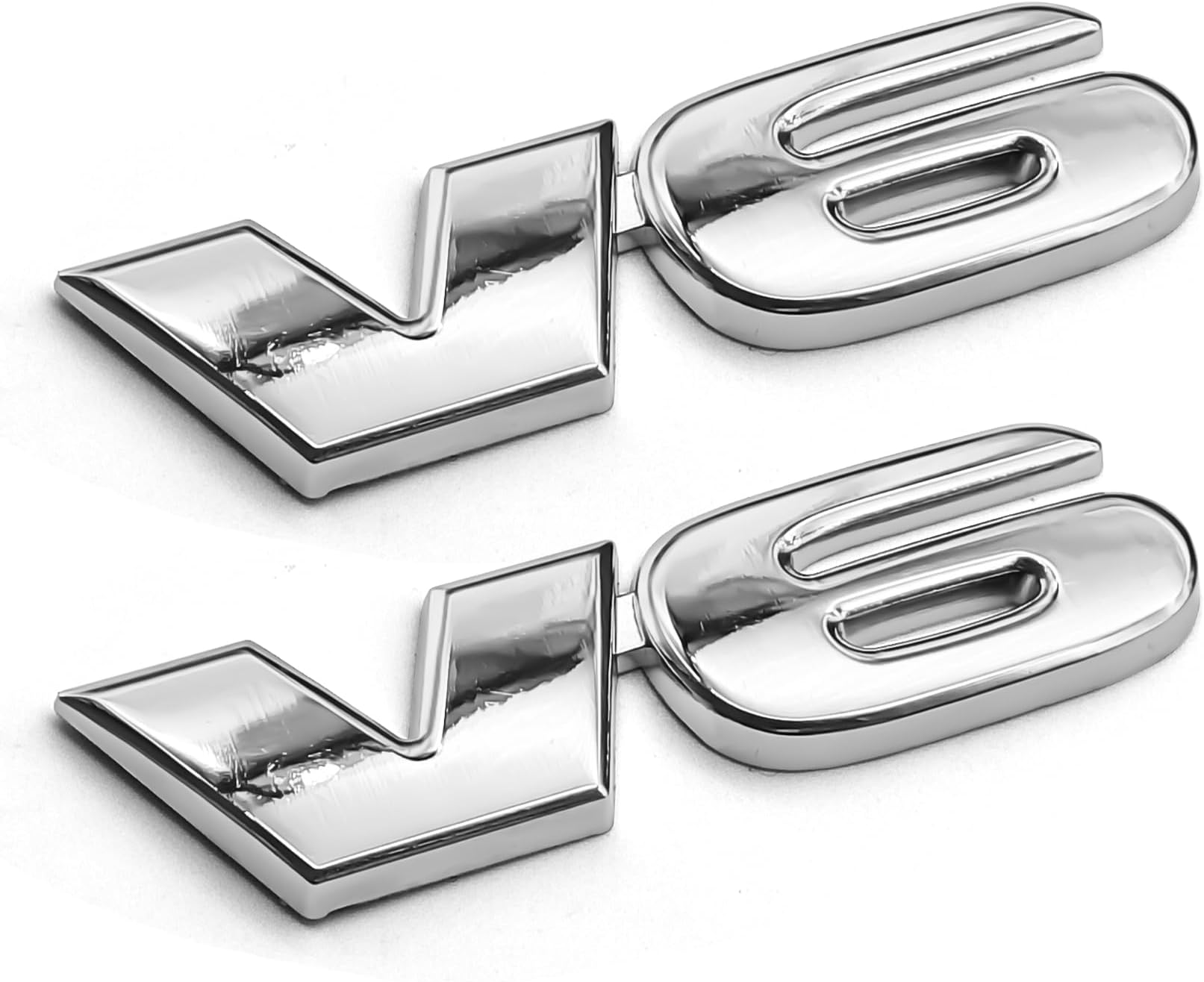 3D V6 Metal Emblem, Tailgate Emblems, Car Side Fender Rear Tailgate Decal, Universal Car Decor Accessories Fender Trunk Decorative Badge Stickers for Vehicle Exterior (V6 Silver, 2PCS)