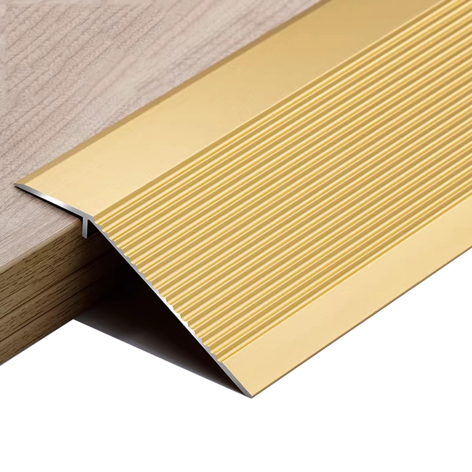 90 x 10 cm Bande de Transition de Moquette à Parquet en Aluminium, Bande de Garniture de Bord Hauteur de Pont Entre 10-40mm(Gold)