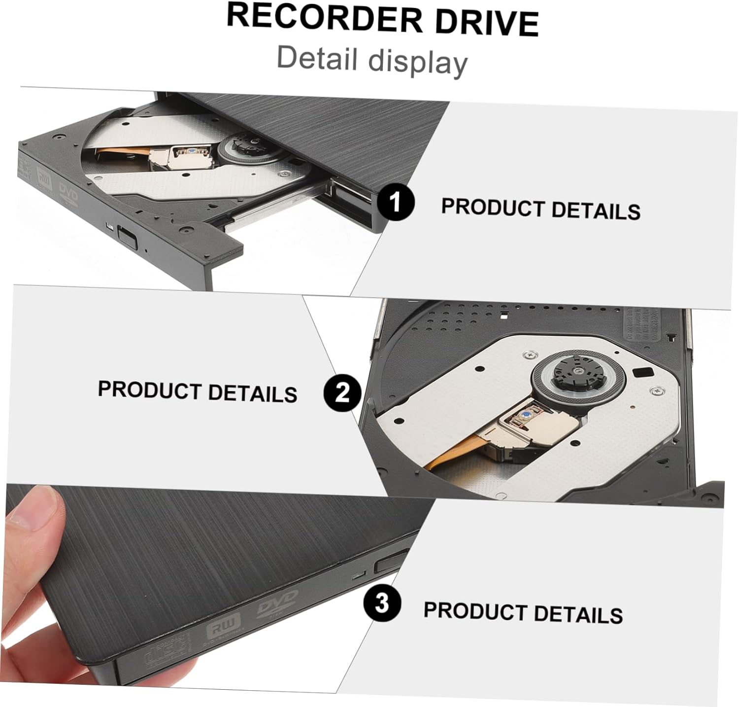 DOITOOL External Burner Drive Slot in Load Optical Drive for Laptop and Desktop Portable Recorder Drive in Black Compatible with