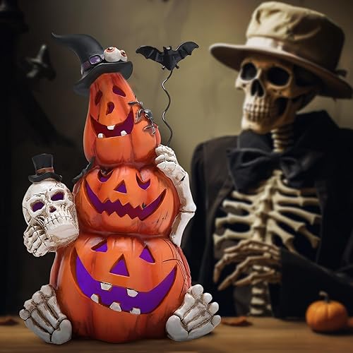 Miniatura 4 de Hodao Decoraciones de calabaza de Halloween con luz, adornos de calabaza hechos a mano para decoración de Halloween, decoración de mesa de Acción de