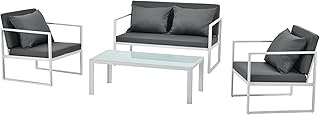 casa.pro] Mobile da Giardino Completo - 2 poltrone, 1 Divano e Un tavolino - Bianco