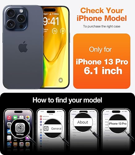 Miniatura 2 de TORRAS 360 Rotatable Ring for iPhone 13 Pro Case, Compatible with Magsafe with Stand, Magnetic Ring Holder, Military Grade Shockproof Translucent