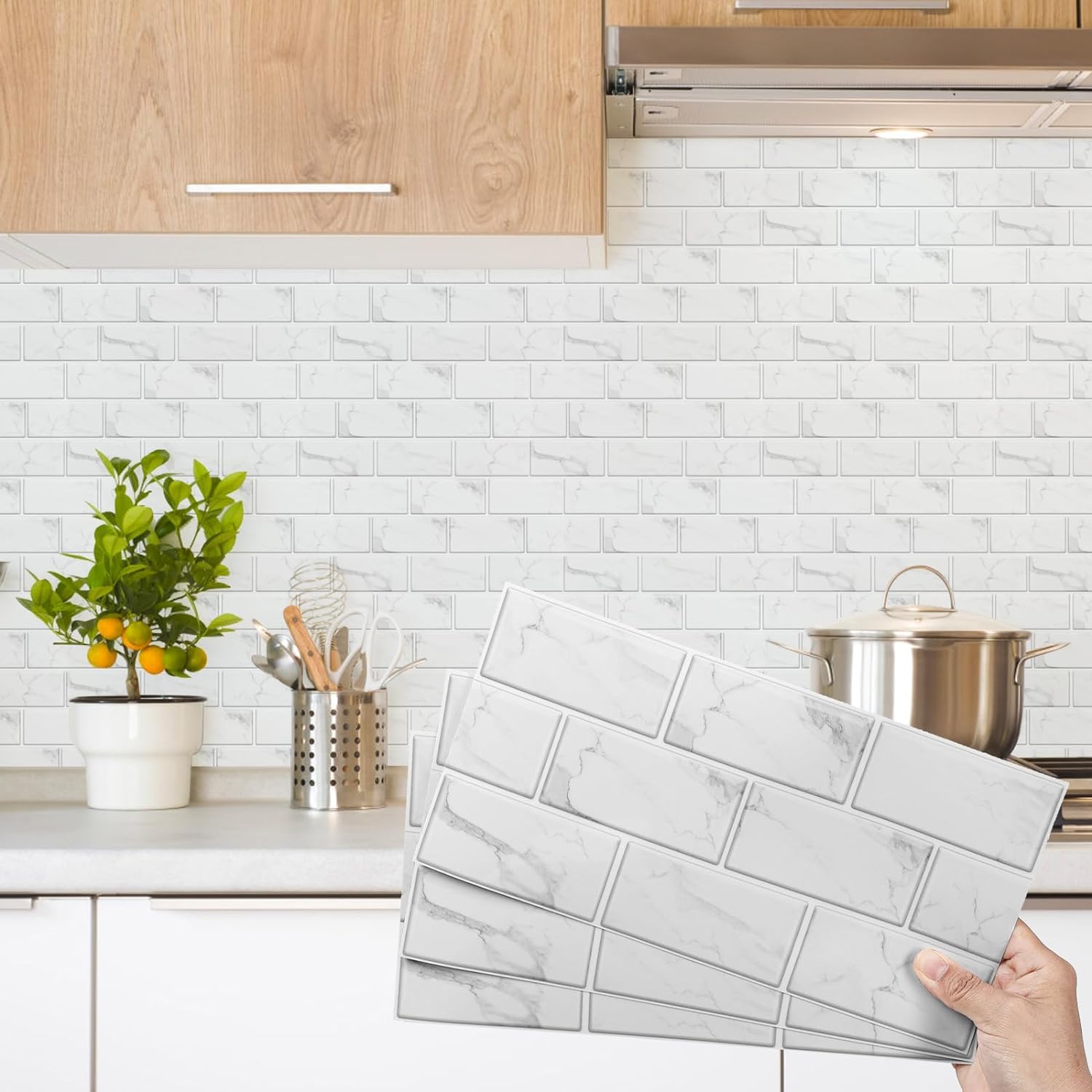 Decoroom Fliesenaufkleber Brick & Marmor Vinyl Selbstklebende Fliesenfolie | Spiegelfliesen Selbstklebend Spiegel zum Kleben