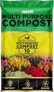 Jazooli Multi Purpose Compost Bag Organic Soil Seed Growing Potting Garden Plants Enriched Rich Nutrients Mix Indoor Outdoor with Improved Water Retention (10L)