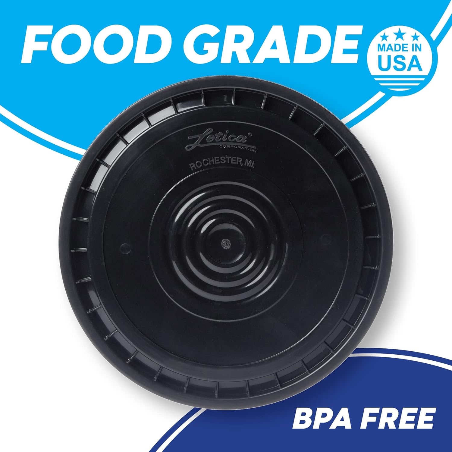 Hudson Exchange Reusable Easy Peel Lid for 3.5, 5, 6, and 7 gal Buckets, HPDE (Black, 12 Pack)