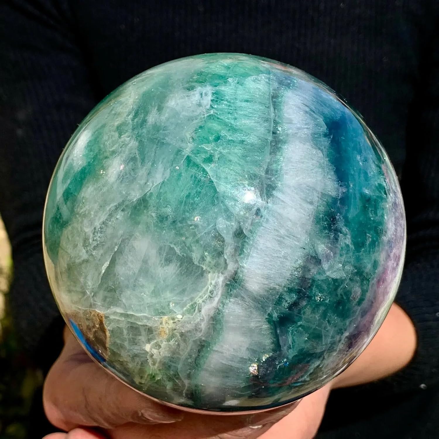 Colourful Fluorite Sphere Quartz Crystal Ball Magic Ornaments (Size : 1300-1500g)