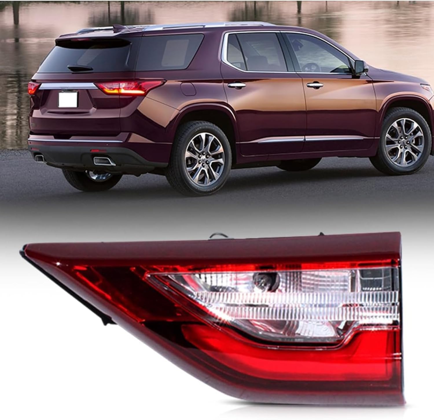 Right Passenger Side Inner Tail Light Fit for 2018 2019 2020 2021 Chevy Traverse, Rear Taillights Brake Lamp with LED Bulbs, 85164975 GM2803117