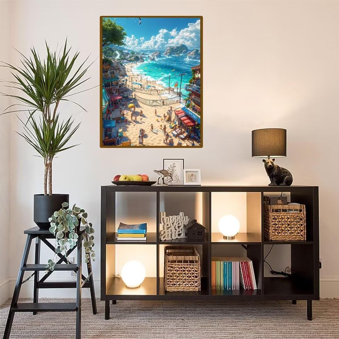 Pintura Diamante Nubes de playa Diamond Painting Adultos, Cuadros de Diamantes Niños, Bordado en Punto de Cruz Diamante Manualidades Kit, para Regalos Decoración de La Pared Del Hogar 90x120cm t-3629