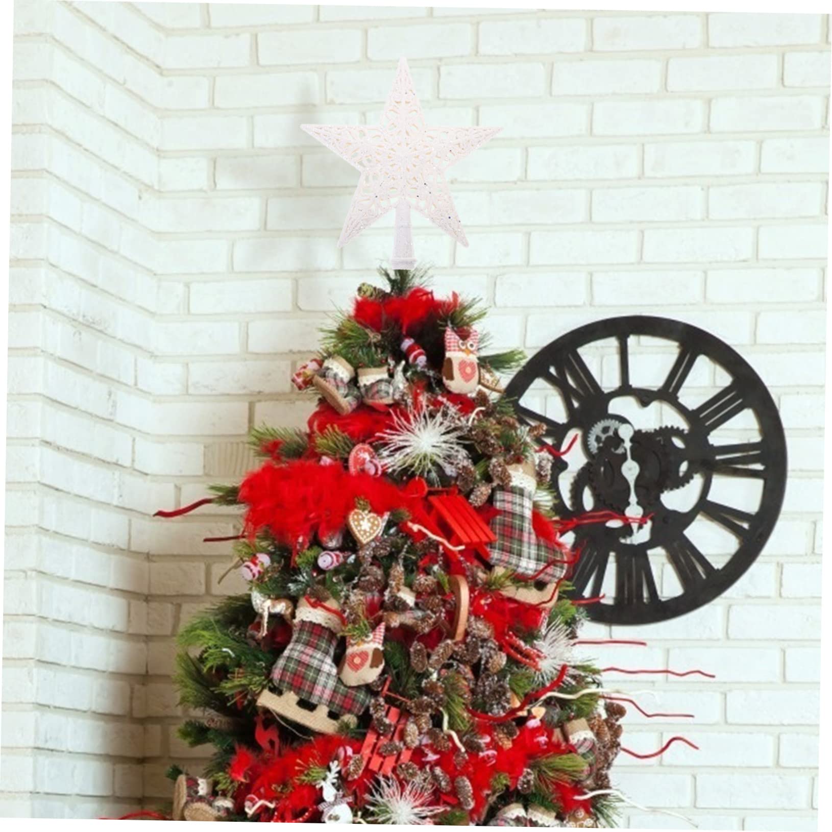 Zerodeko 5 Piezas De Base De Estrella para La Superior del Árbol De Navidad Adorno para El Árbol De Navidad con Purpurina Dorada Remates para El Árbol De Adornos para El