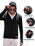 COOFANDY Zip complet pour hommes UPF 50+ Veste légère à capuche protection solaire Refroidissement manches longues chemises avec poches