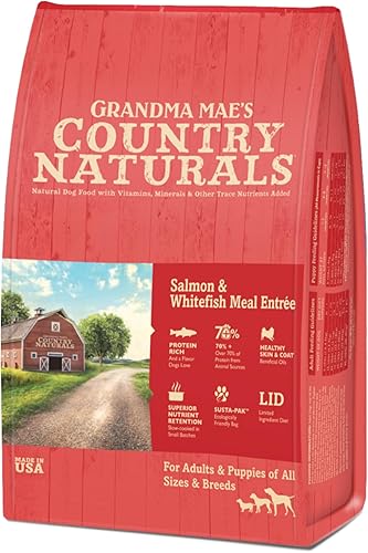 Miniatura 1 de Grandma Mae's Country Naturals Alimento seco para perros con grano inclusivo de 25 libras de salmón y pescado blanco