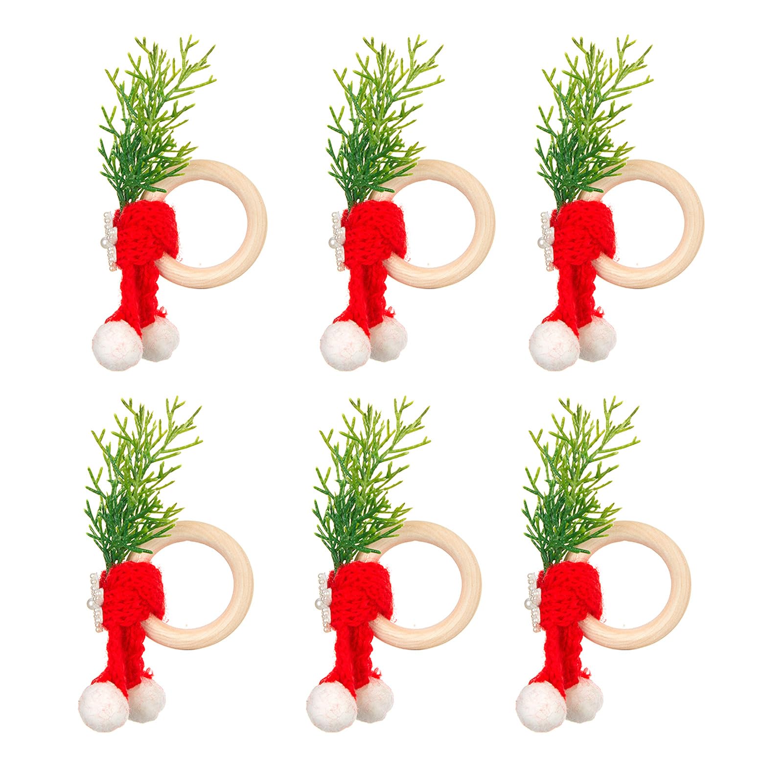 Kalttoy 6x Christmas Napkin Rings Set Serviette Buckles Decorative Napkin Holder Table Decorations for Wedding Gatherings Wedding Table Decoration