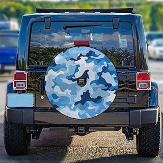 Mexpekil Cubierta de neumático de repuesto con agujero para cámara de respaldo, color azul claro, impermeable, protectores universales de neumáticos, accesorios de coche para RV, remolque, camión, SUV