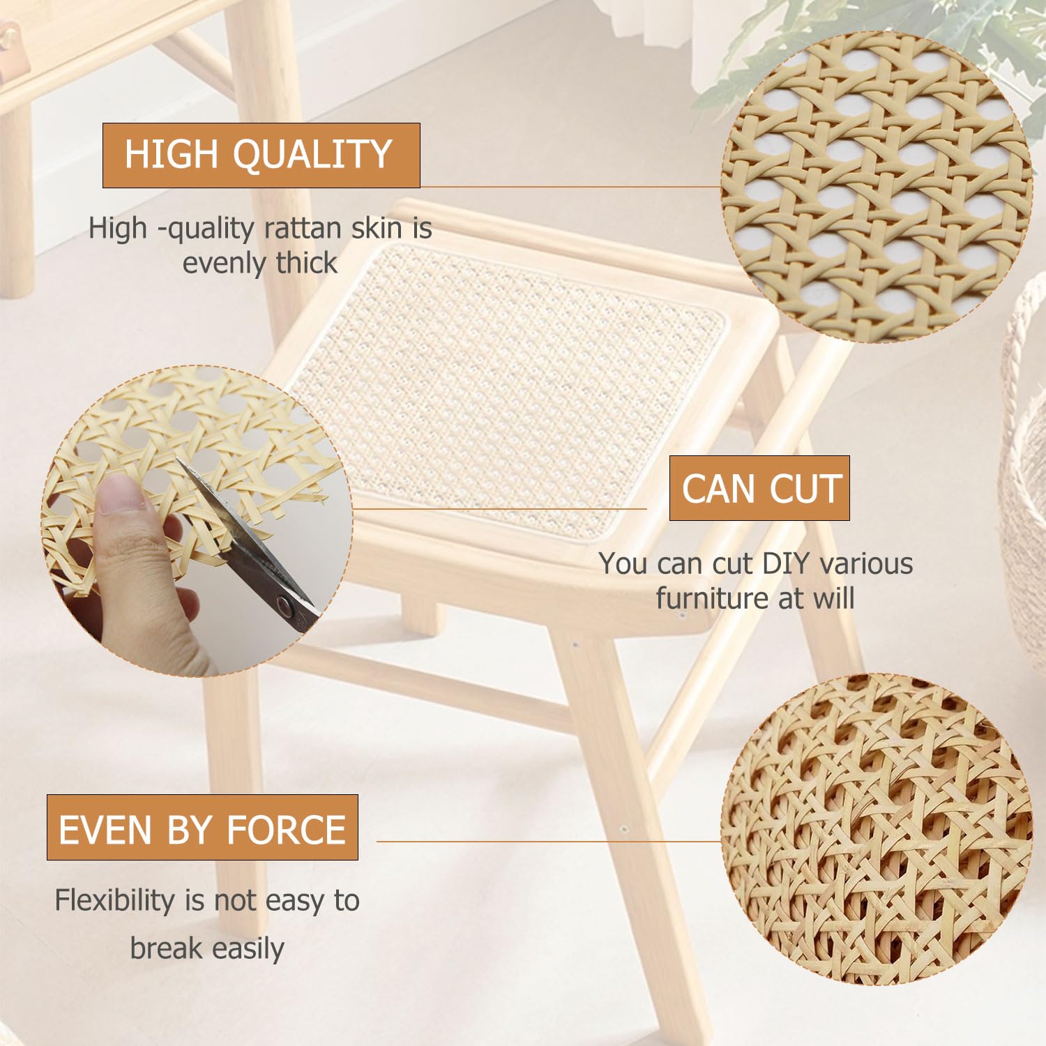 Rattan 42x100cm Paglia di Vienna Può Essere Tagliato Rattan Rotolo Impermeabile Fettuccia in Rattan per Mobili Adatto per Progetti Fai da Te di Sedie Armadi Tavoli Letti Sottobicchieri