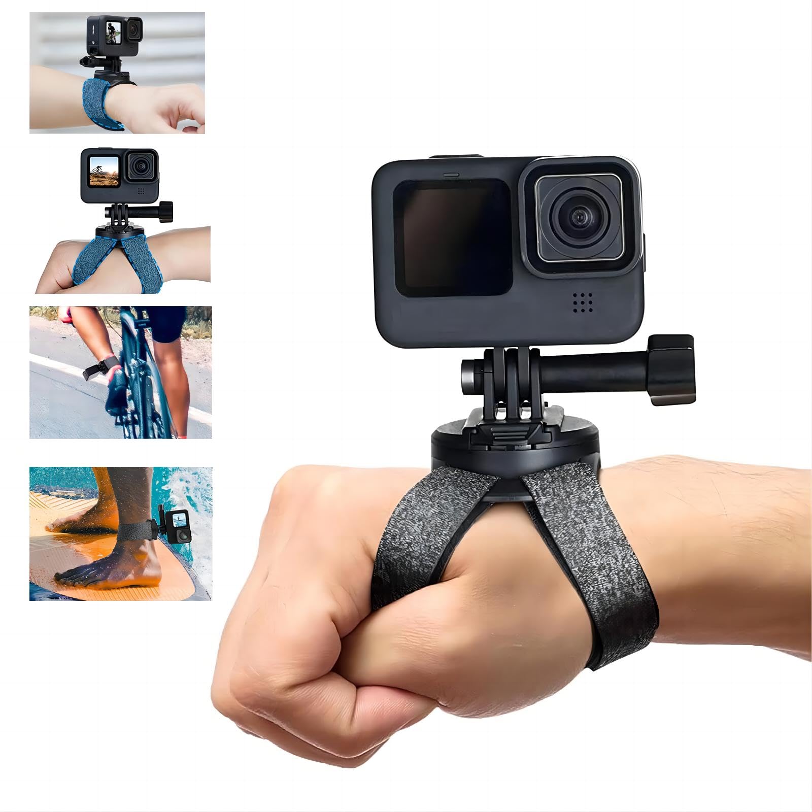 TELESIN Aggiornamento Supporto per cinturino da polso Rotante 360° Fascia per Mano compatibile con GoPro Hero 13, 12, 11,10, 9, 8, 7, 6, 5, DJI Action 6 5 Pro 4/3, Ace Pro 2 Ace Pro X5 X4, X3,ONE X2
