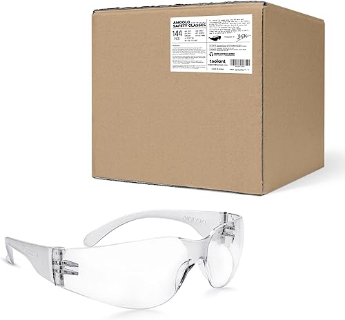Miniatura 9 de amoolo Gafas de seguridad para hombres y mujeres, protección ocular transparente para Worl, laboratorio, construcción (azul, tamaño para adultos,