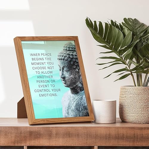 Vista 30 de Buddhism Buddha Statue Art Print - Inspirational Motivational Zen Quote Wall Decor for Bathroom, Home, Apartment, Spa, Yoga or Meditation Room