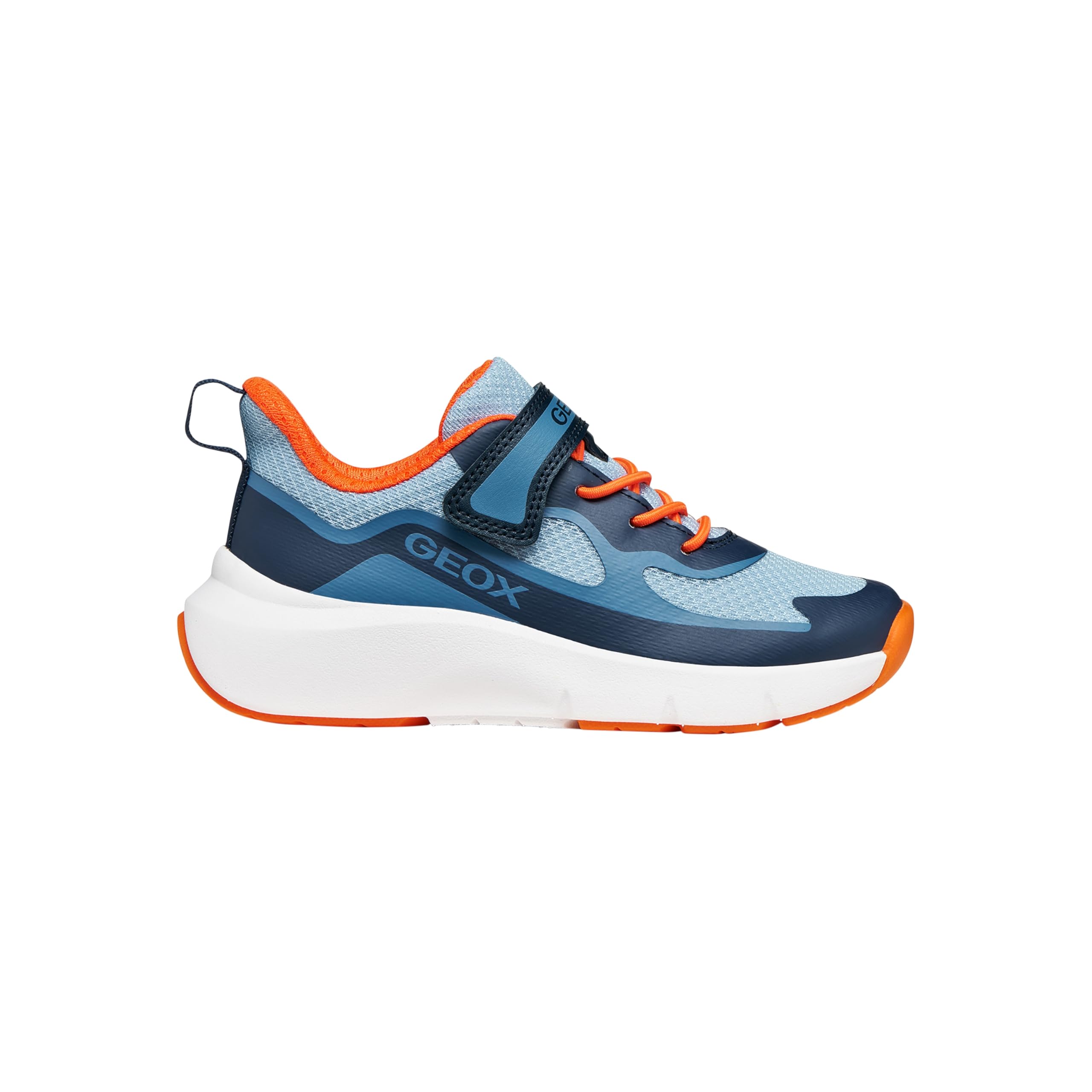 Geox Pro-Ran J65P7F Sportschuhe für Kinder, Marineblau Orange, Klettverschluss, ergonomisch, gedämpft