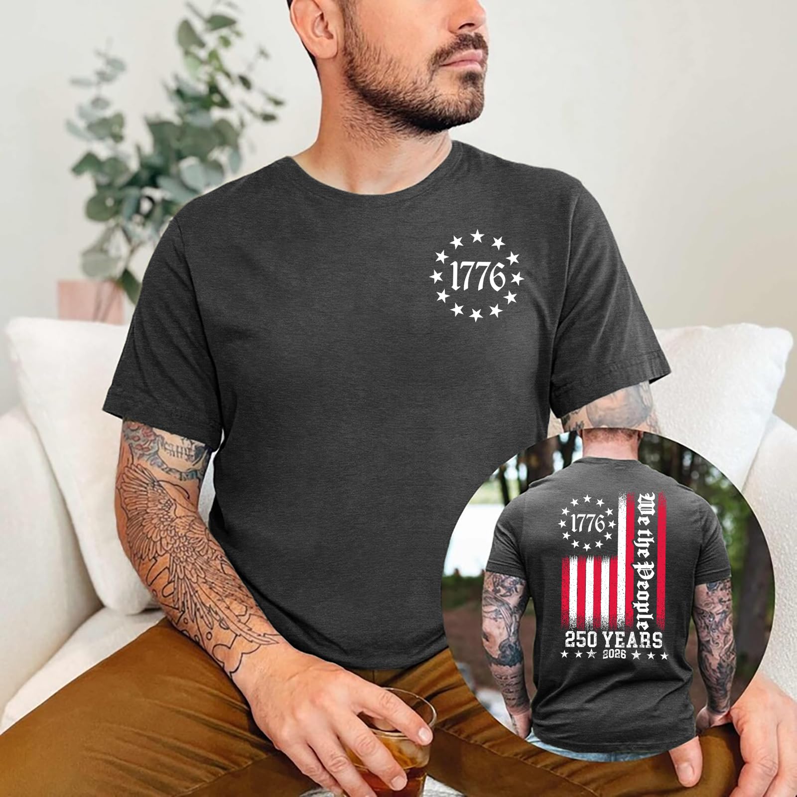Men's 250 Anniversary USA Shirt American Flag T Shirt 250 Years America Anniversary Shirt Patriotic Shirts Tops - 5