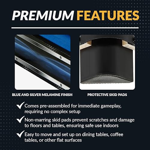 Miniatura 5 de Hathaway Breakout - Juego de billar de mesa de 40 pulgadas para mesas de comedor o juegos, superficie de juego de piscina azul compacta con palillos