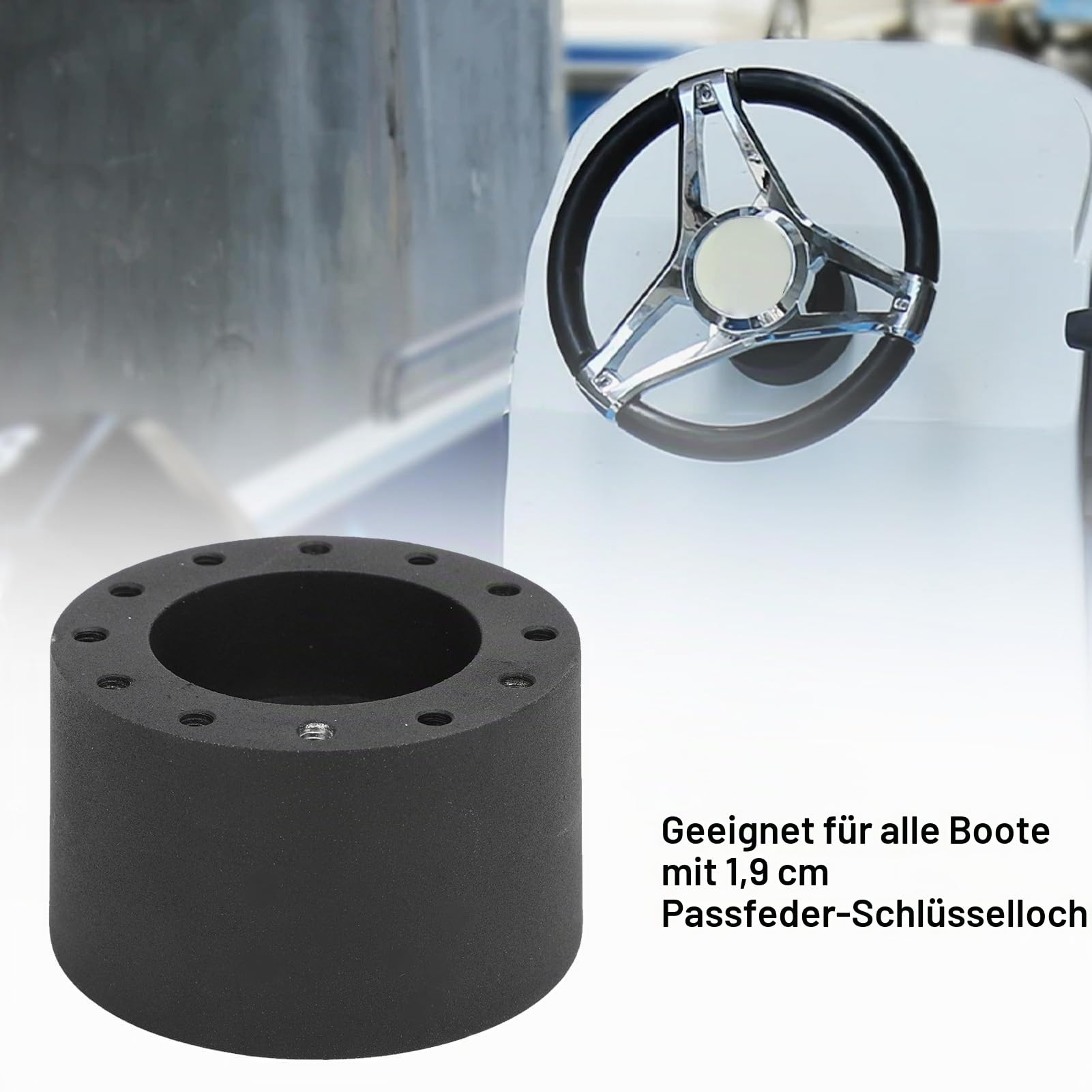 Bootsnabenadapter für Lenkrad, 6-Loch-Marine-Adapter mit 3/4-Zoll-Keilnut, 5-mm-Schraubenlöchern, Robuster Metall-Lenkradnabenadapter-Ersatz