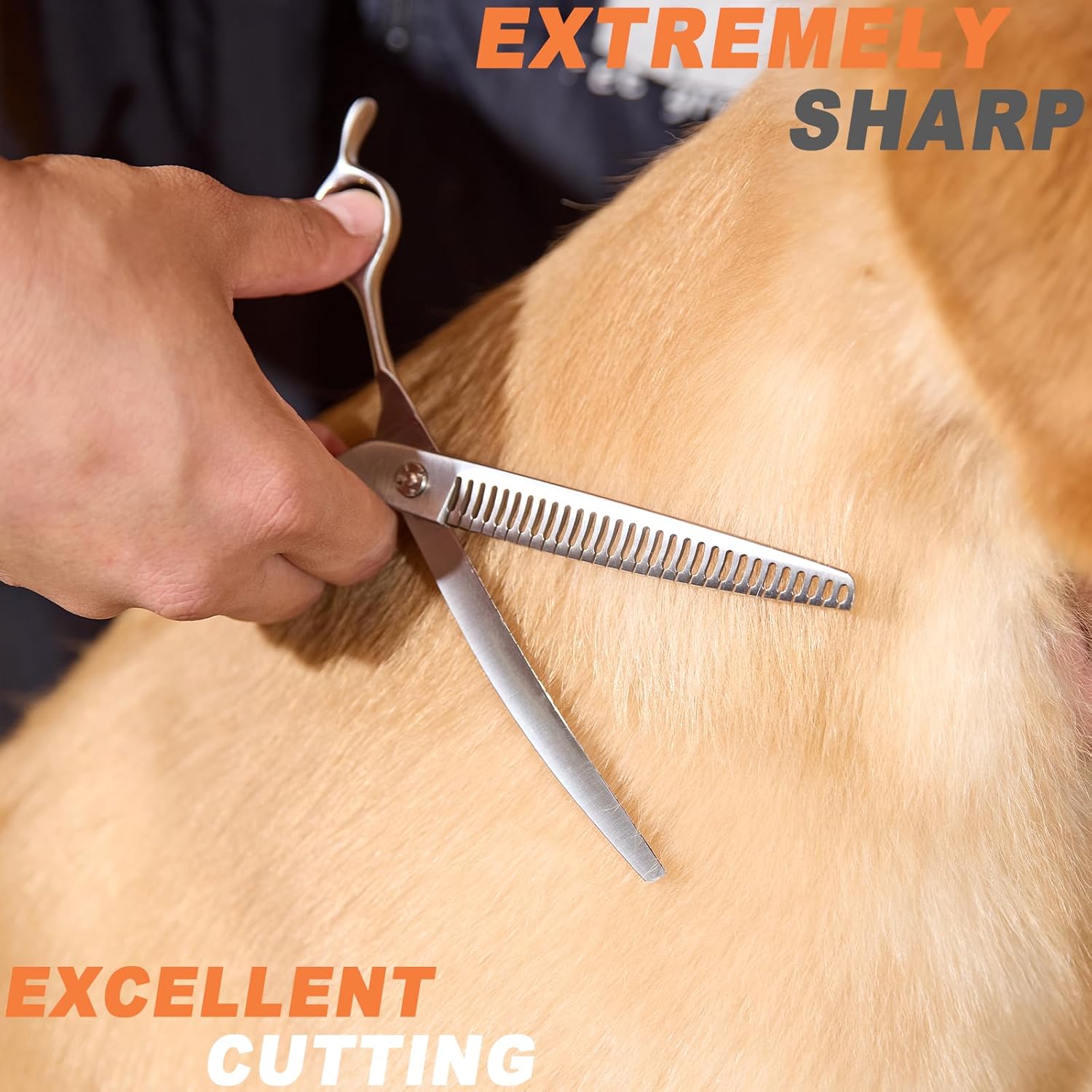 High-end Professional Dog Grooming Curved Thinning Scissors Teeth Blending Shears Pet Texturizing Thinner Blender Shears 7.5 Inch Extremely Very Sharp Made Of Stainless Steel Alloy For Dog Cat Groomer