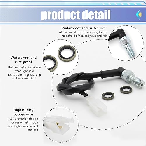Miniatura 4 de Crynod 1 interruptor hidráulico para motocicleta, interruptor de luz trasera de tubo de aceite de freno de disco M10 x 0.059 pulgadas, línea de
