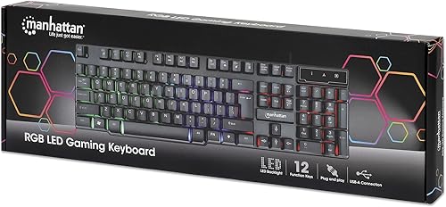 Miniatura 6 de MANHATTAN Teclado de membrana para juegos con cable - con LED RGB retroiluminado, conexión USB-A, pulsaciones de teclas silenciosas, 12 teclas de