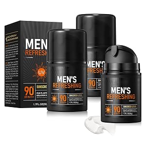 3PCS Mens Sunscreen Men Face Moisturizer with SPF 90 PA Oil Control Refreshing Sun Screen for Daily Sun
