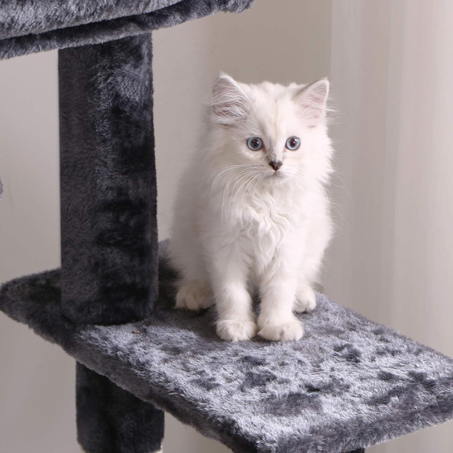 BEWISHOME Cat Tree Cat Tower with Sisal Scratching Posts and Plush Perch Cat Condo Stand Furniture Kitten Activity Center Cozy Basket MMJ11H
