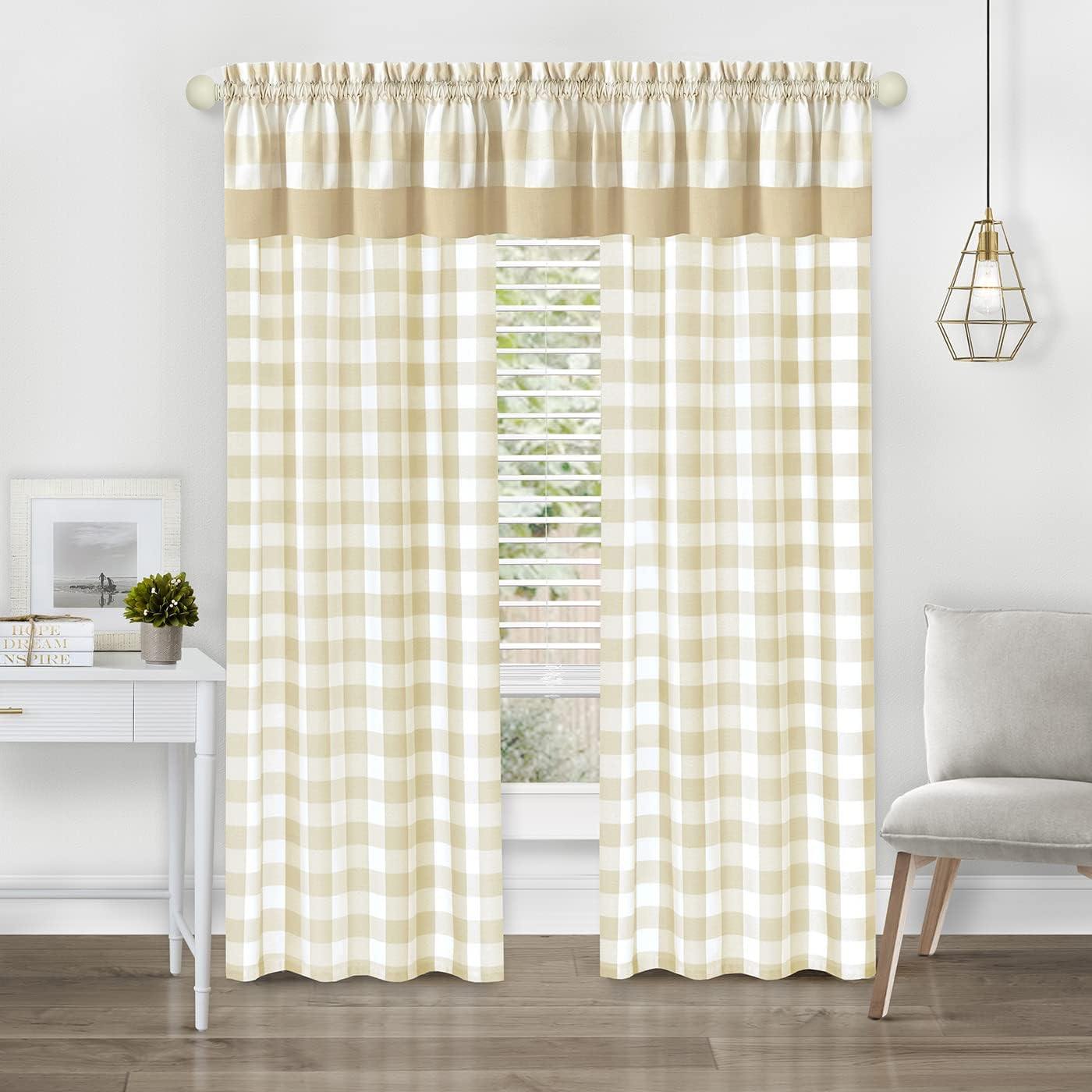 ACHIM Home Furnishings Hunter Window Curtain Valance, 58" x 14", Tan