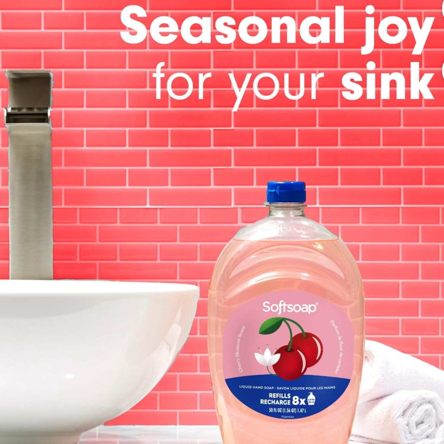 Softsoap Limited Edition Seasonal Scents | Extra Large Refill Bottles, 100 FL Oz Total, 2-50 Fl Oz Bottles for Refilling Liquid Hand Wash (Cherry Blossom)