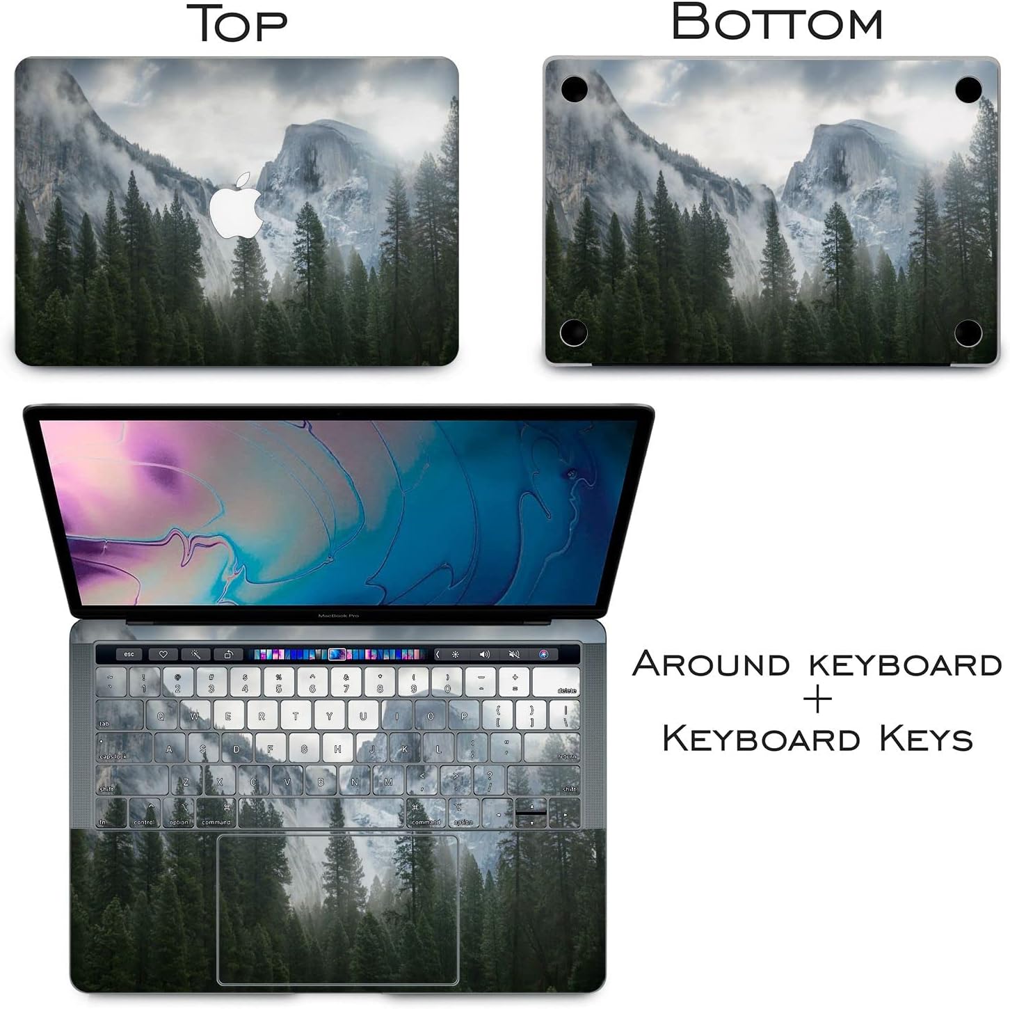 Vinyl Decal Skin Compatible for MacBook Pro 16 M3 M2 M1 14 2023 Air 15 2022 Retina 2020 Air 13 Mac 12 Design Unique Laptop Forest Foggy Print View Sticker Cover Misty Mountains Nature