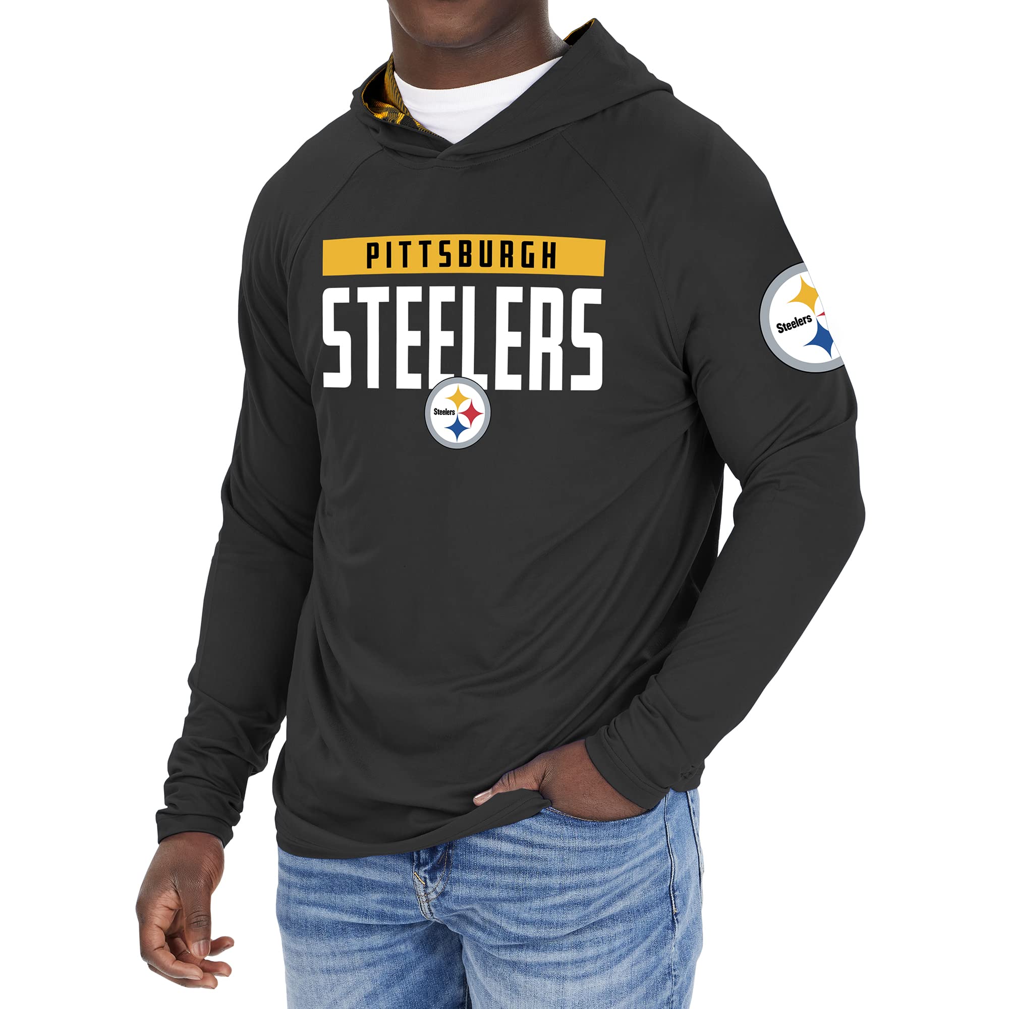 Zubaz NFL Football Men's Solid Team Hoodie with Camo Lined Hood and Sleeve Graphic — view 120
