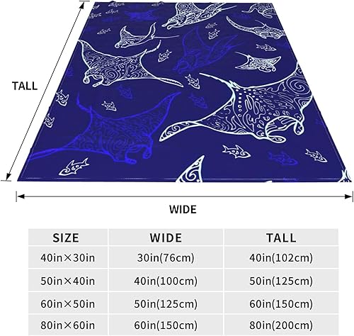Miniatura 5 de Manta Ray and Fish - Manta de franela suave y duradera, diseño impreso, varios tamaños, antibolitas