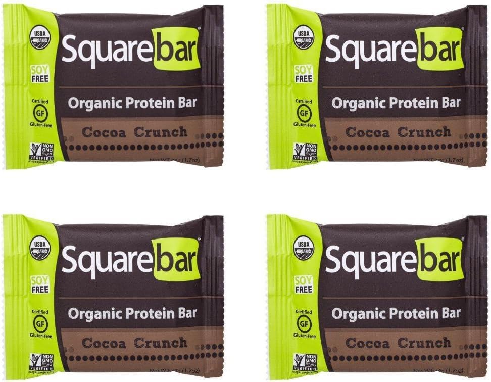 (4 Pack) - Squarebar Organic Cocoa Crunch Protein Bar | 48 x 12g x | 4 Pack - Super Saver - Save Money