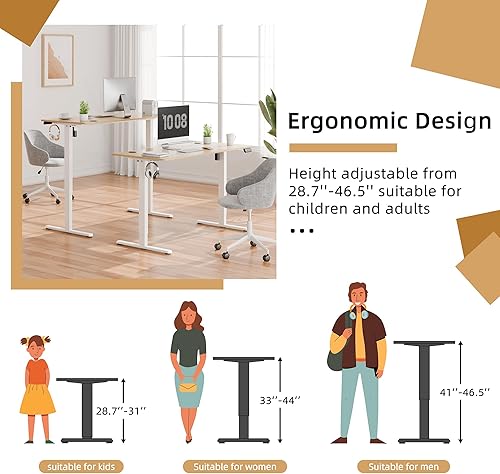 Vista 8 de Meilocar - Escritorio eléctrico de pie ajustable en altura, escritorio para computadora con controlador de memoria, estación de trabajo de oficina