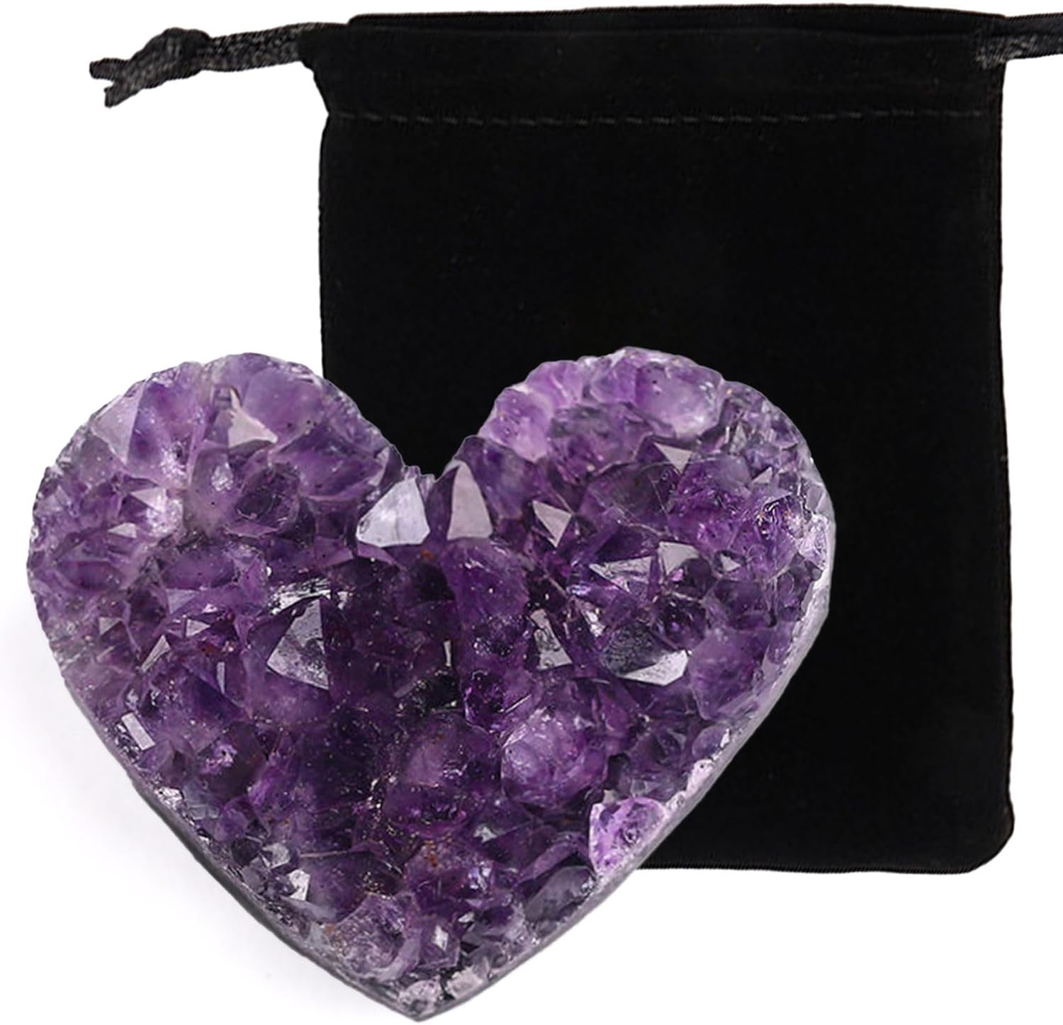 Amethyst Heart Healing Crystal Cluster Quartz Purple Raw Gem Stones Gift for Meditation Decor Energy Balance Reiki 1.2-2"/3-5cm