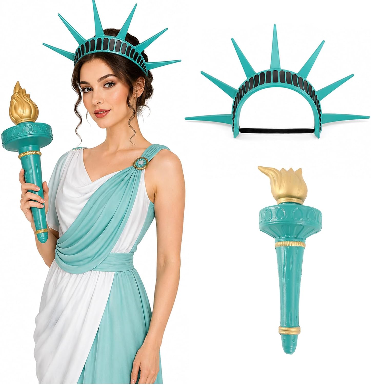 2Pcs Statue of Liberty Crown Torch Adult Costume Accessories