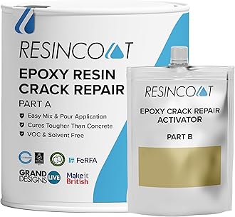 Epoxy Crack Repair Filler, Two Part Epoxy Resin Repair for Concrete Floors, Permanent Repair, No Shrinkage, Fills Cracks up to 20mm, DIY & Professional Use, Interior/Exterior, Grey, 1KG Unit