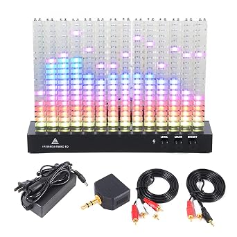 LED Spectrum Analyzer, Audio Music Spectrum Display Analyzer Transparent Sound Sensing Reduced Pressure Column Acrylic Indicator Light RGB Music Spectrum for Music Lover, Electronic Lover