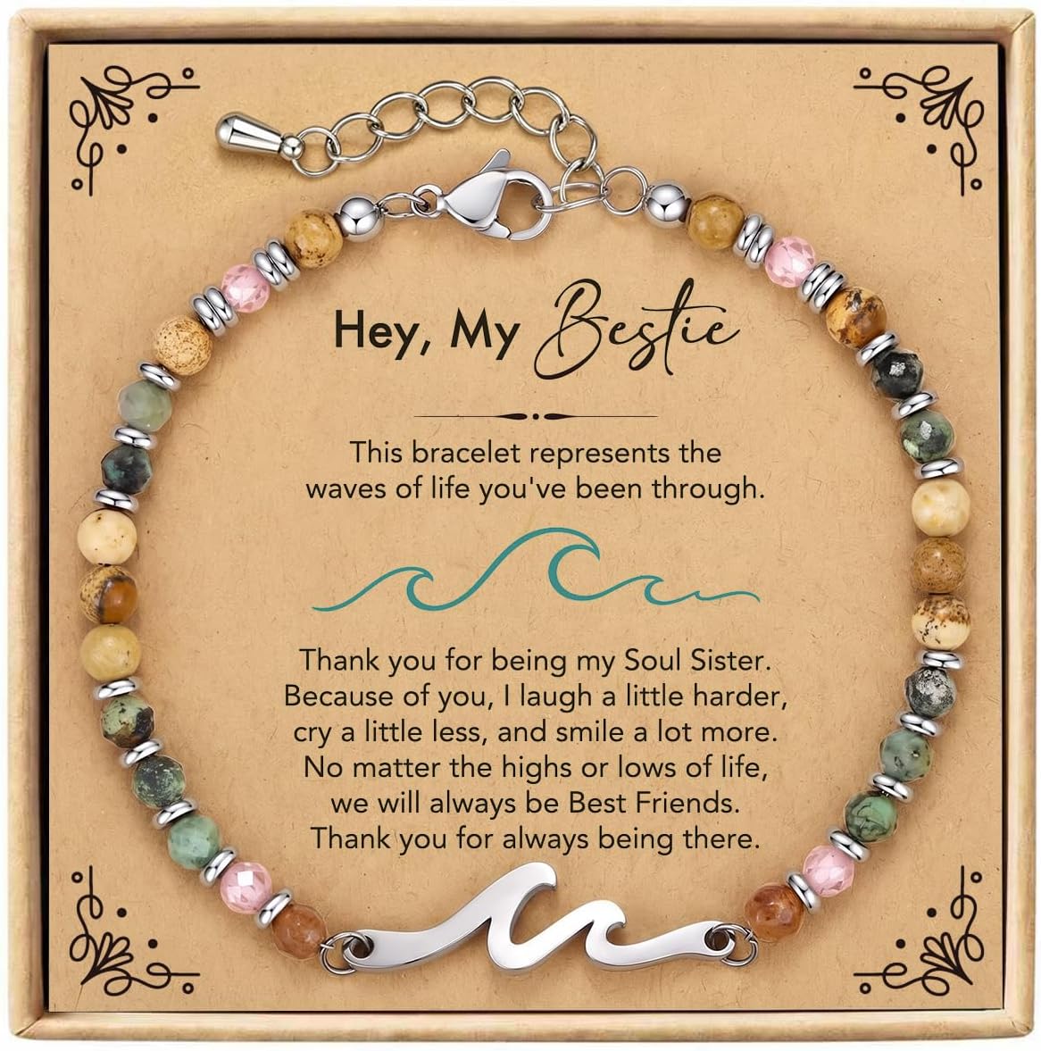 LINGYUAN Unique Birthday Gifts for Women Wave Bracelet from Friend Family