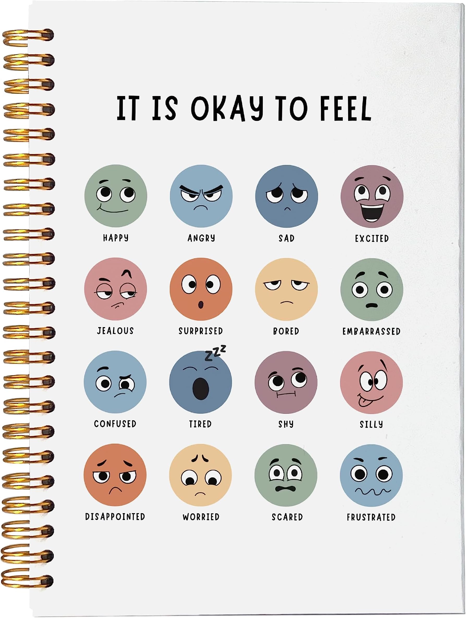 It is Okay to Feel Mental Health Feelings and Emotions Chart Lined Spiral Journal Notebook 8.3×5.5 Inches Hardcover College Ruled Notebook Journal for Work Note Taking Journaling