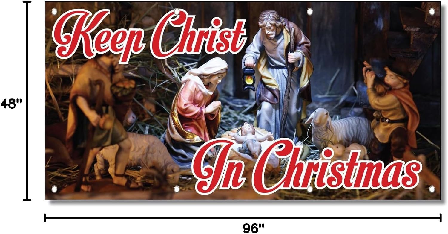 Keep Christ In Christmas Business 13 Oz Vinyl Banner Sign With Grommets 4 Ft X 8 Ft