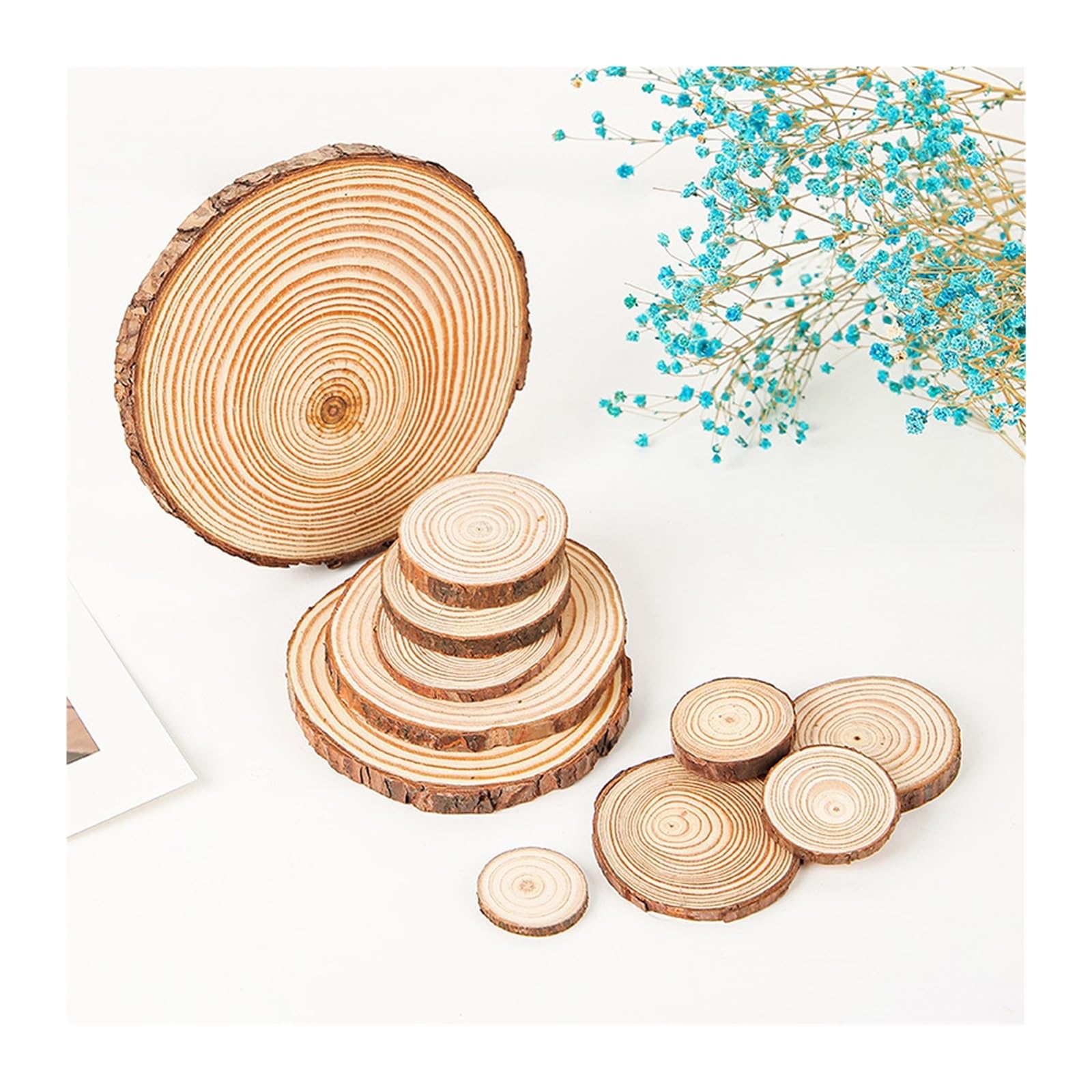 30pcs Wood Slices Log Slice Disc Para Decorar | DIY Circle Round Wood Disks Crafts for Wedding Christmas Party Art Decoration(14-15cm)