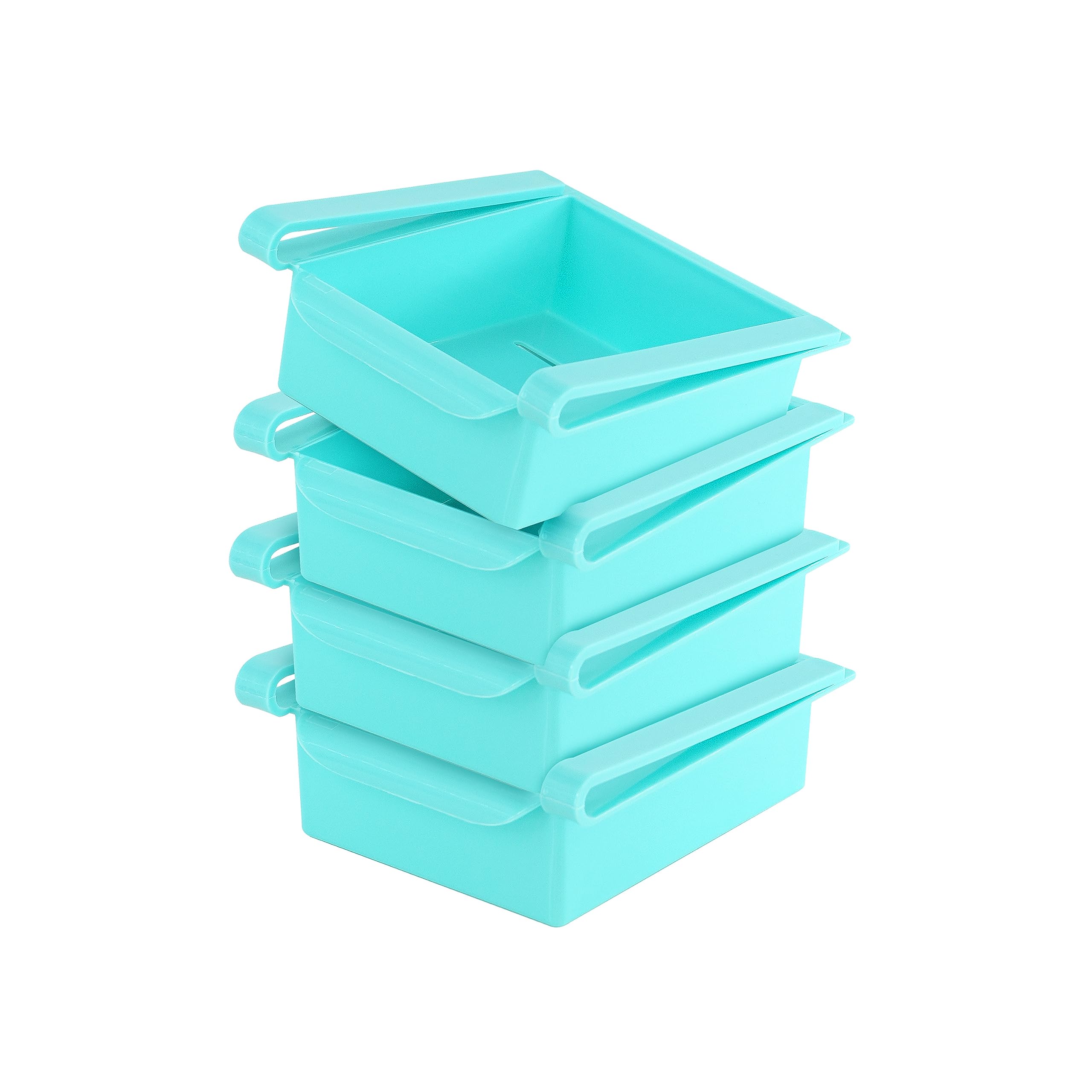 Geezy Multicoloured Fridge Storage Organiser Retractable Fridge Drawer Under Shelf Space Saving Storage Basket Fruit And Veg Containers Set Of 4