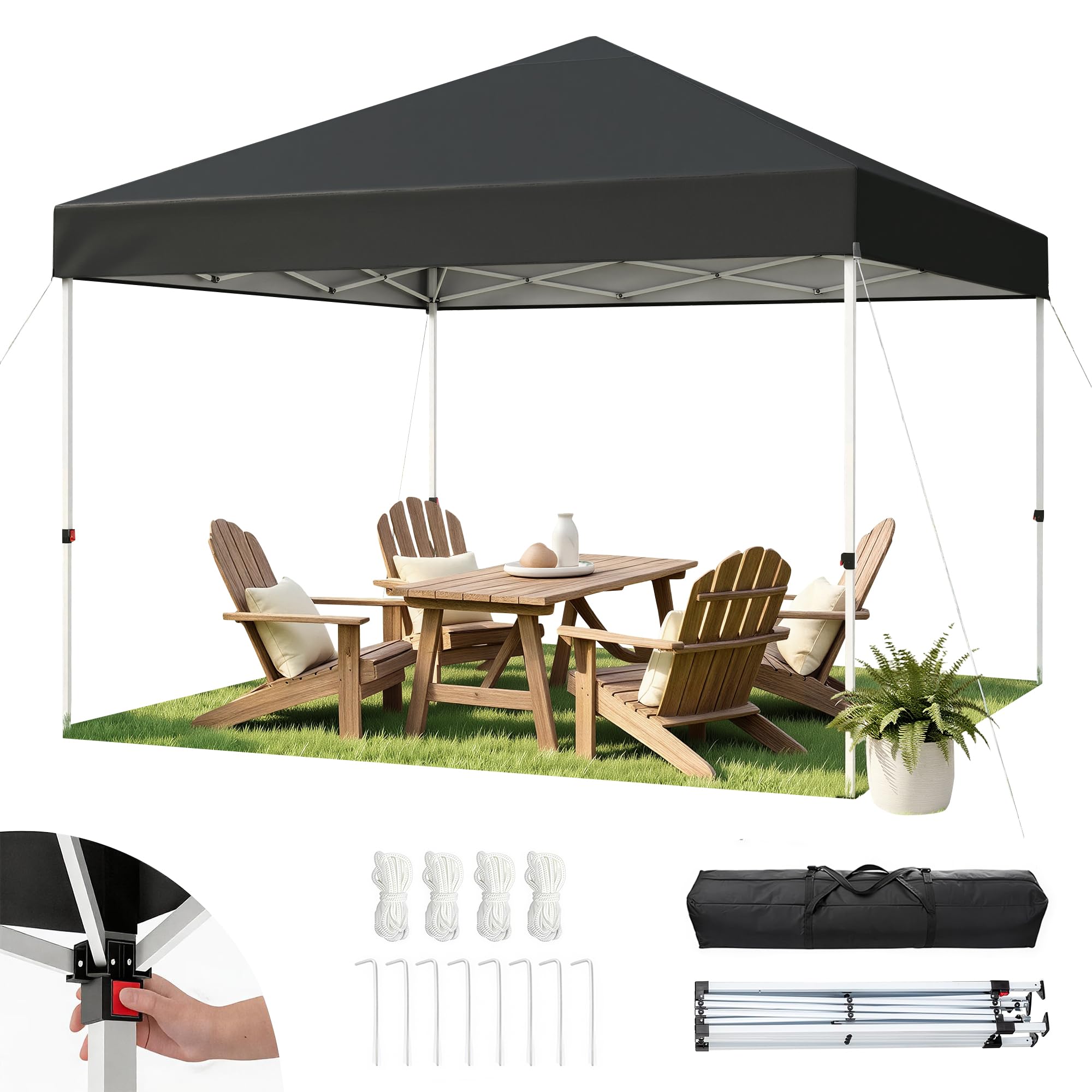 Hawthyhome Pavillon 3x3 Wasserdicht Stabil, Faltpavillon mit 4 Seitenteilen, Pop Up Pavillon,UV Schutz Pavillion,Partyzelt Gartenpavillon für Garten, Camping
