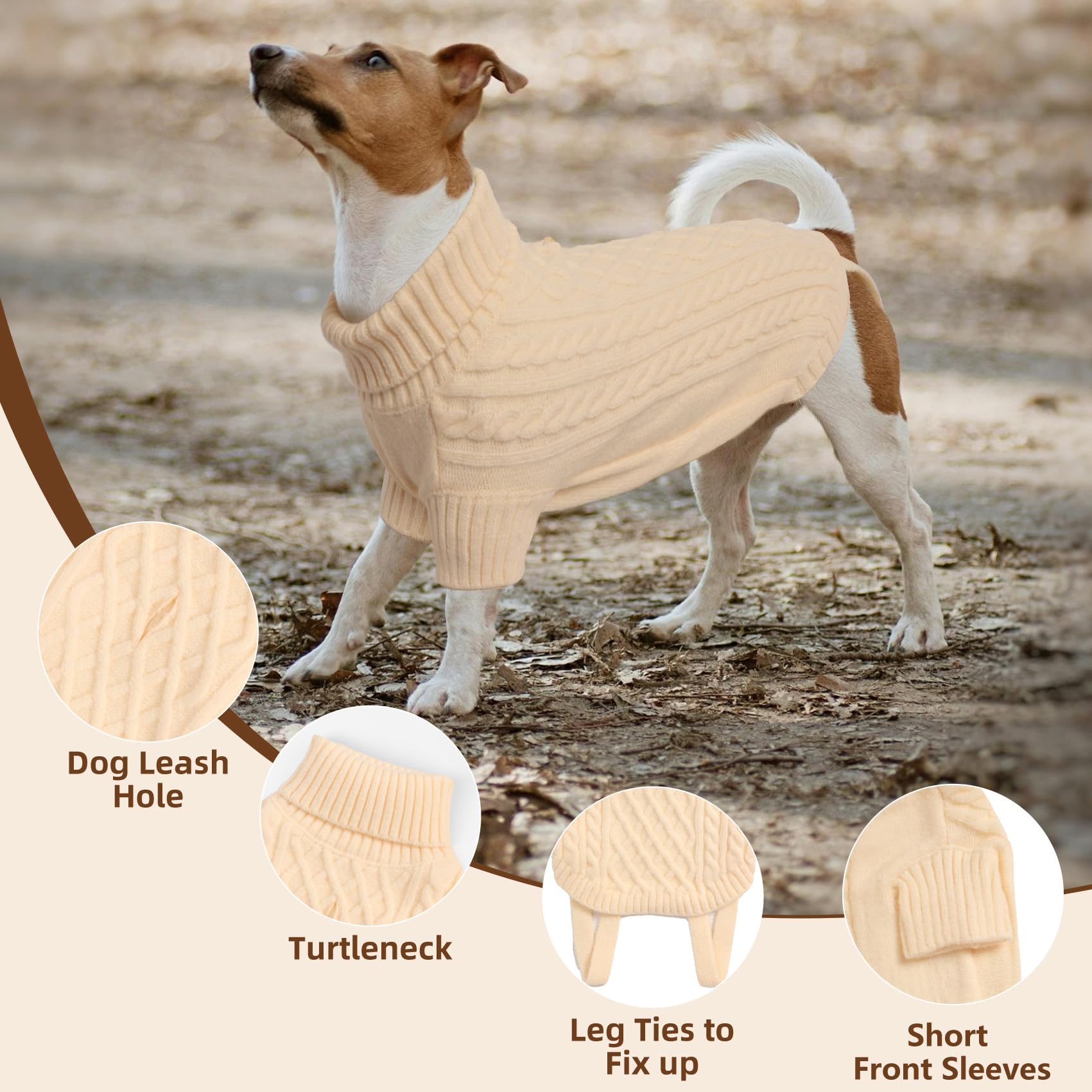 Jersey Perro Pequeño Mediano o Grande - Suéter Navidad para Perros Clásico Sueter Caliente Perro, Ropa Abrigo Punto Perros Jersey Rottweiler y Labrador(XL Beige)