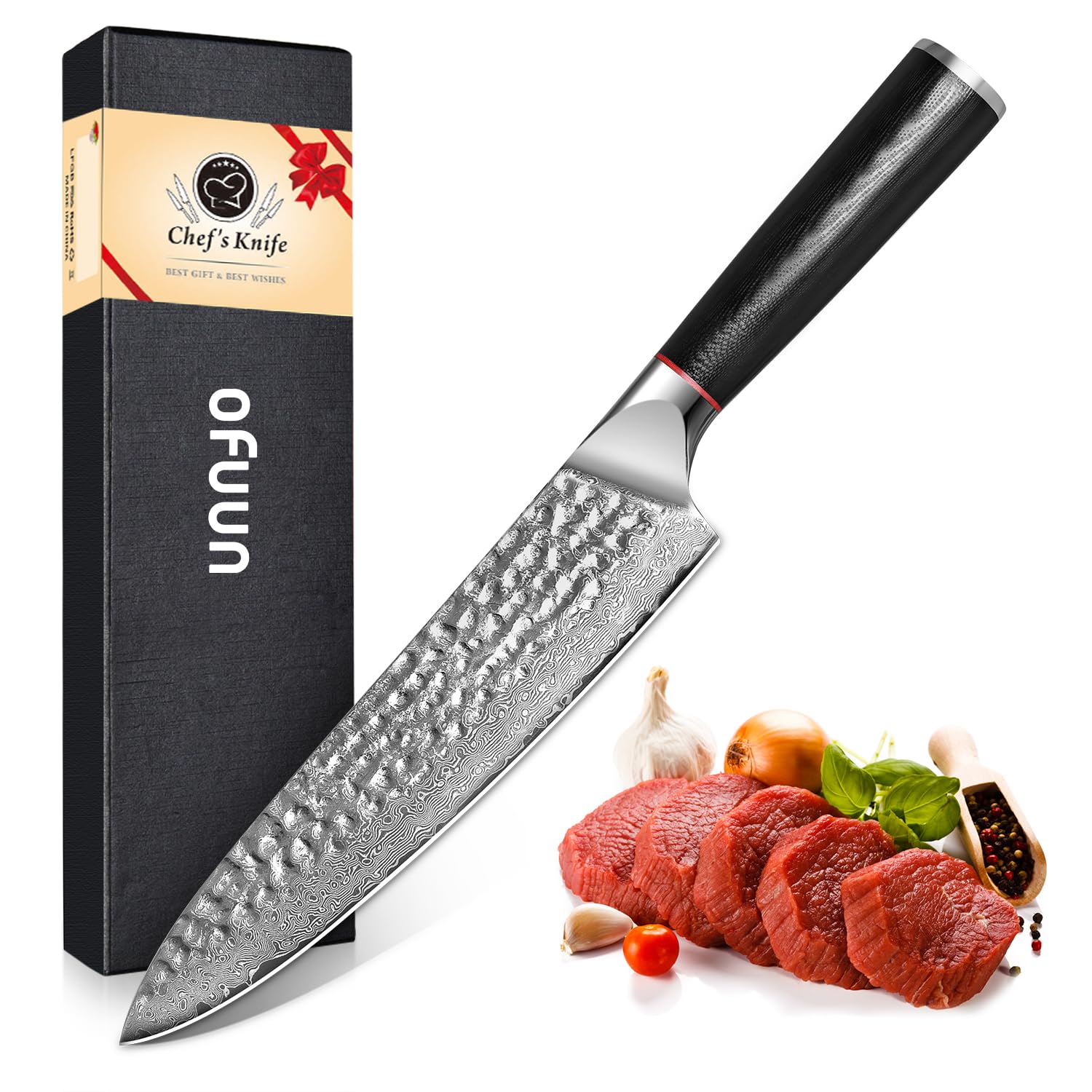 Amazon.com: oFuun Chef Knife, 8 Inch Damascus Kitchen Knife
