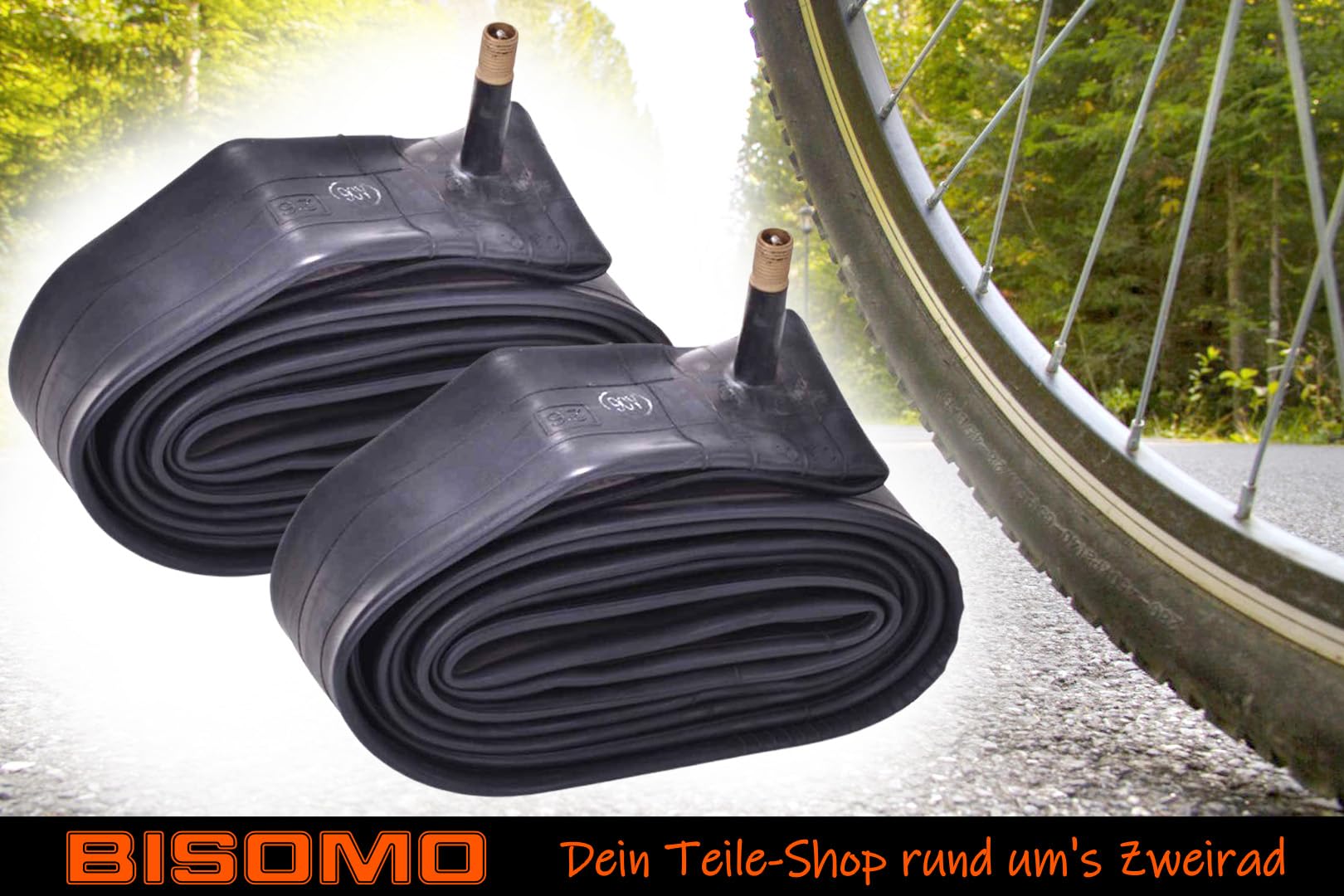 2X Fahrradschlauch 28 Zoll, 1 5/8 x 1 3/8 x 28 Zoll, 37-622, formgeheizt, Schrader Ventil, Autoventil AV40, City Bike, Trekking, MTB